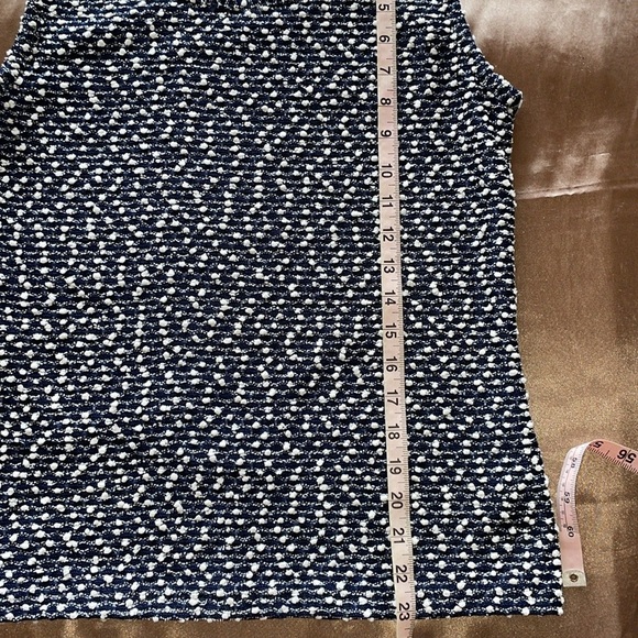 Kasper Sweater TwinSet Navy White Belted Open Front Cardi & Shell Tank Slub Knit - Picture 12 of 15